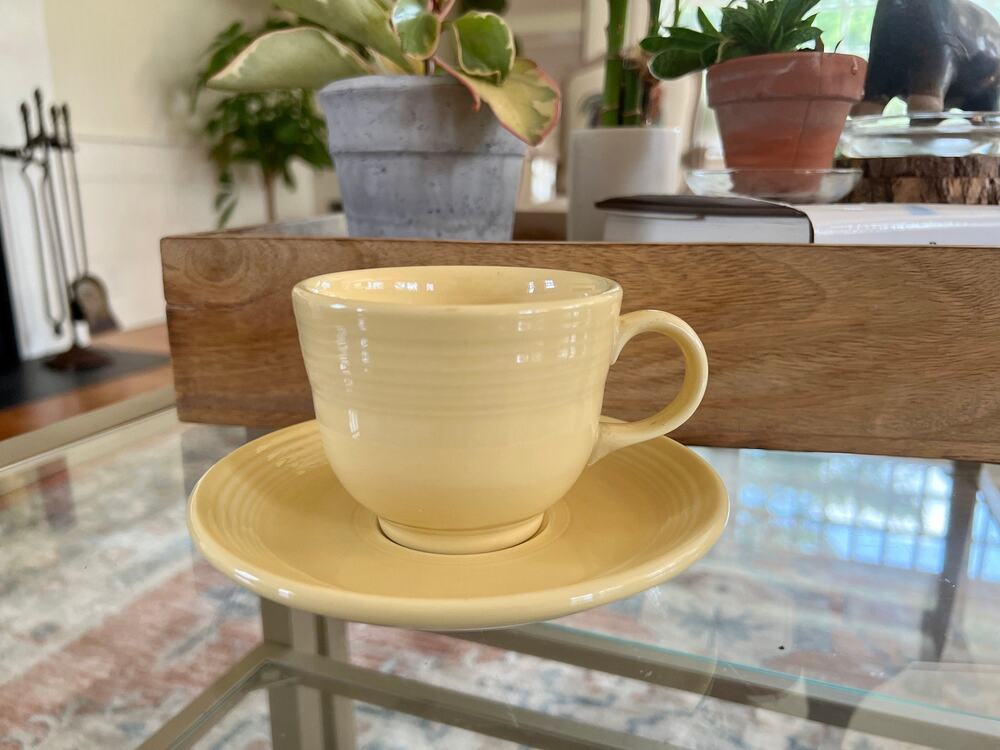 Homer Laughlin Fiesta Cup Saucer Yellow Ceramic Genuine Fiestaware Collectible